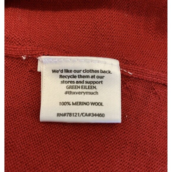 Eileen Fisher Red 100% Merino Wool Oversized High Low Tunic Sweater Small - Picture 3 of 5